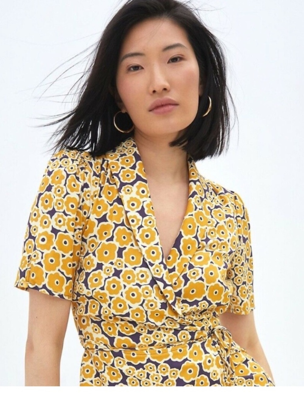 Anthropologie Corey Lynn Calter Floral Wrap Mini Dress Yellow Purple Size XS - Picture 10 of 10